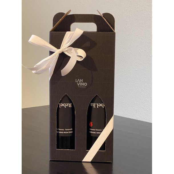 Gaveske med 2 flasker "Rebel.lia" Tinto Superior DOP Utiel-Requena KO &amp; Vegan